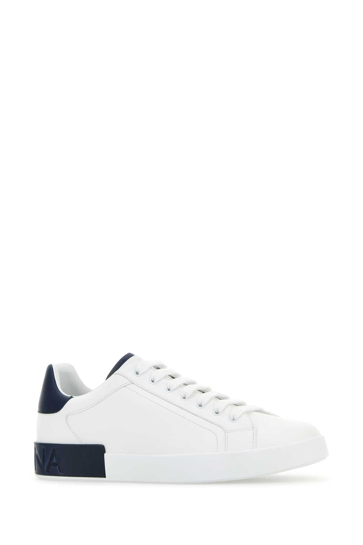 Dolce & Gabbana Men White Leather Portofino Sneakers DOLCE & GABBANA
