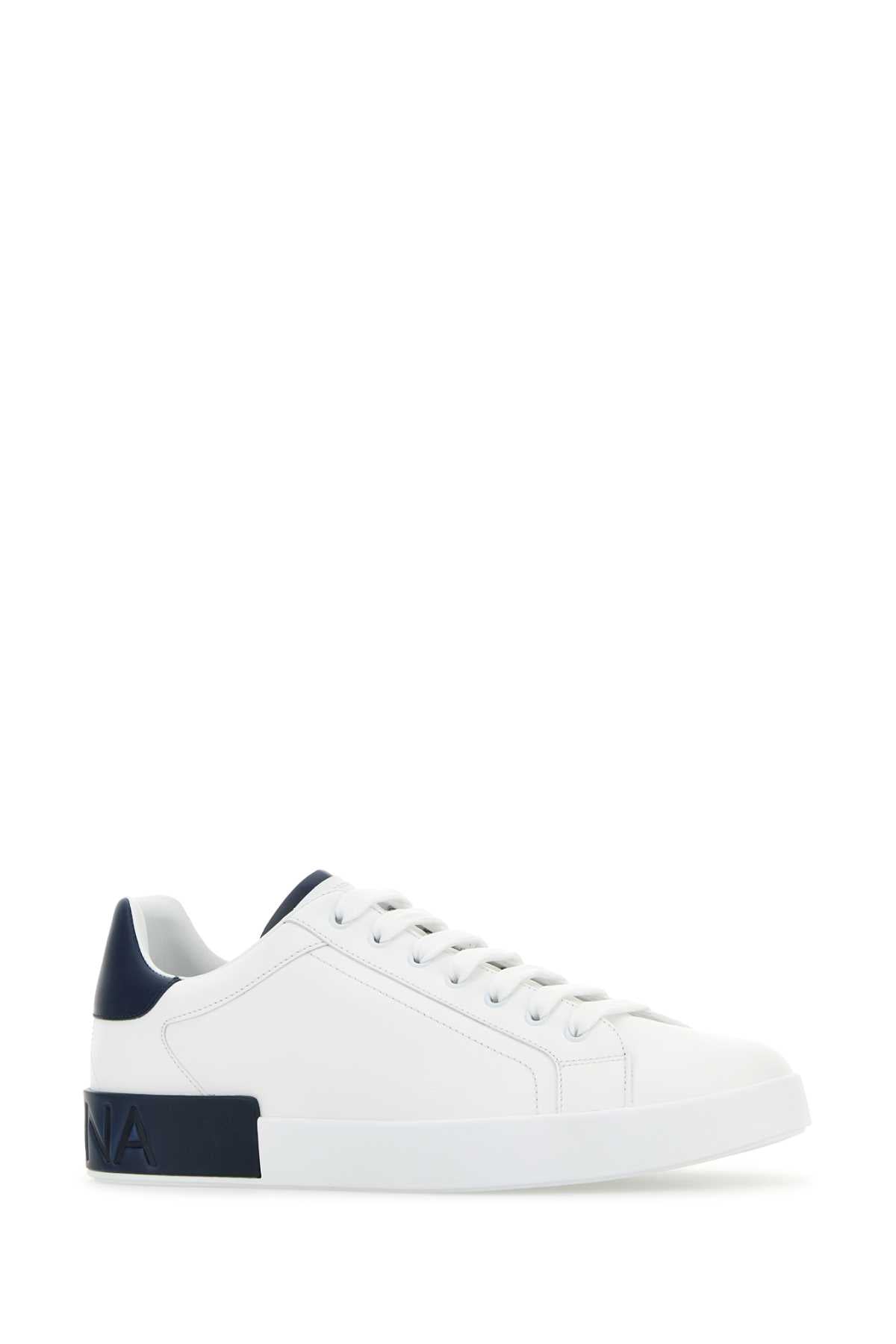 Dolce & Gabbana Men White Leather Portofino Sneakers DOLCE & GABBANA