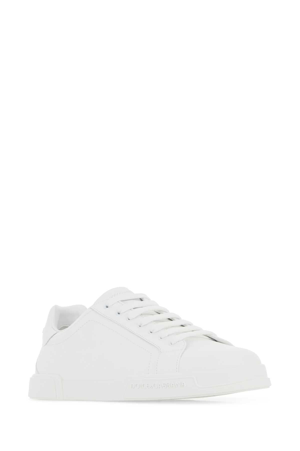 Dolce & Gabbana Men White Leather Portofino Sneakers DOLCE & GABBANA