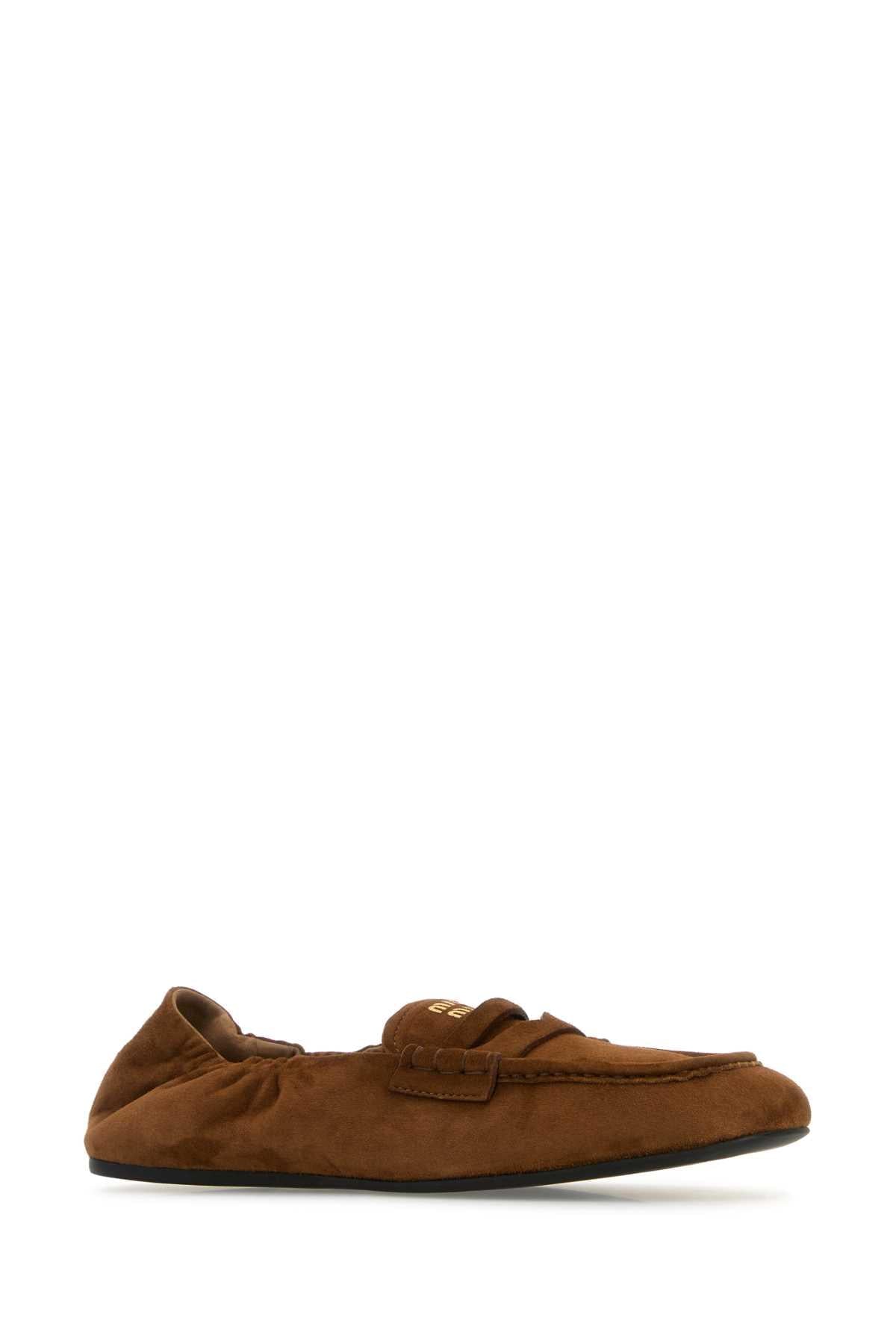 Miu Miu Women Brown Suede Leather Loafers MIU MIU