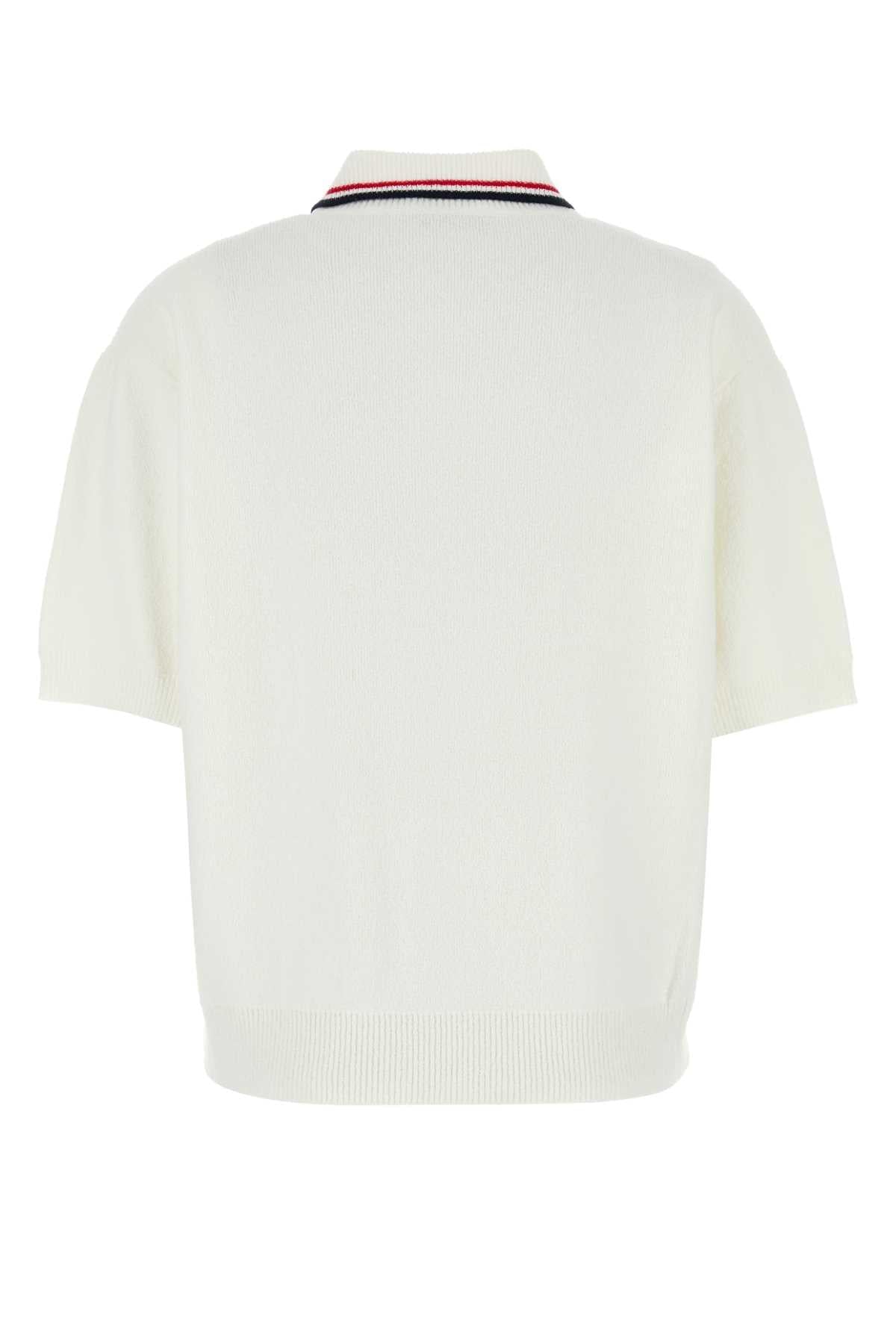 Miu Miu Women White Stretch Terry Fabric Polo Shirt MIU MIU