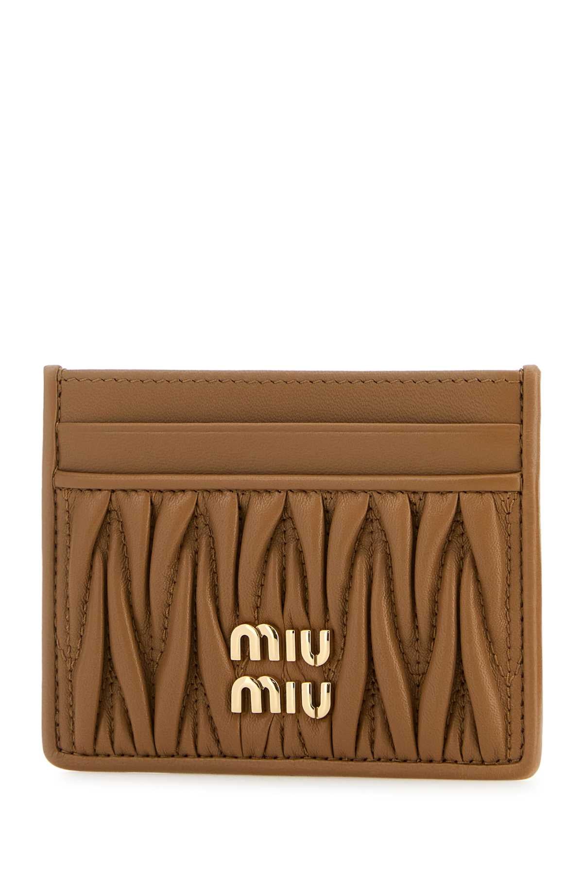 Miu Miu Women Camel Leather Card Holder MIU MIU