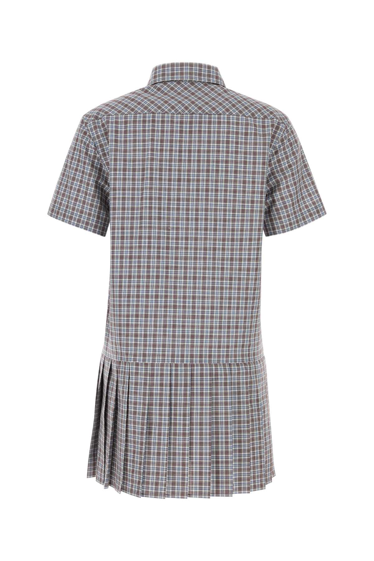 Miu Miu Women Embroidered Cotton Mini Shirt Dress MIU MIU