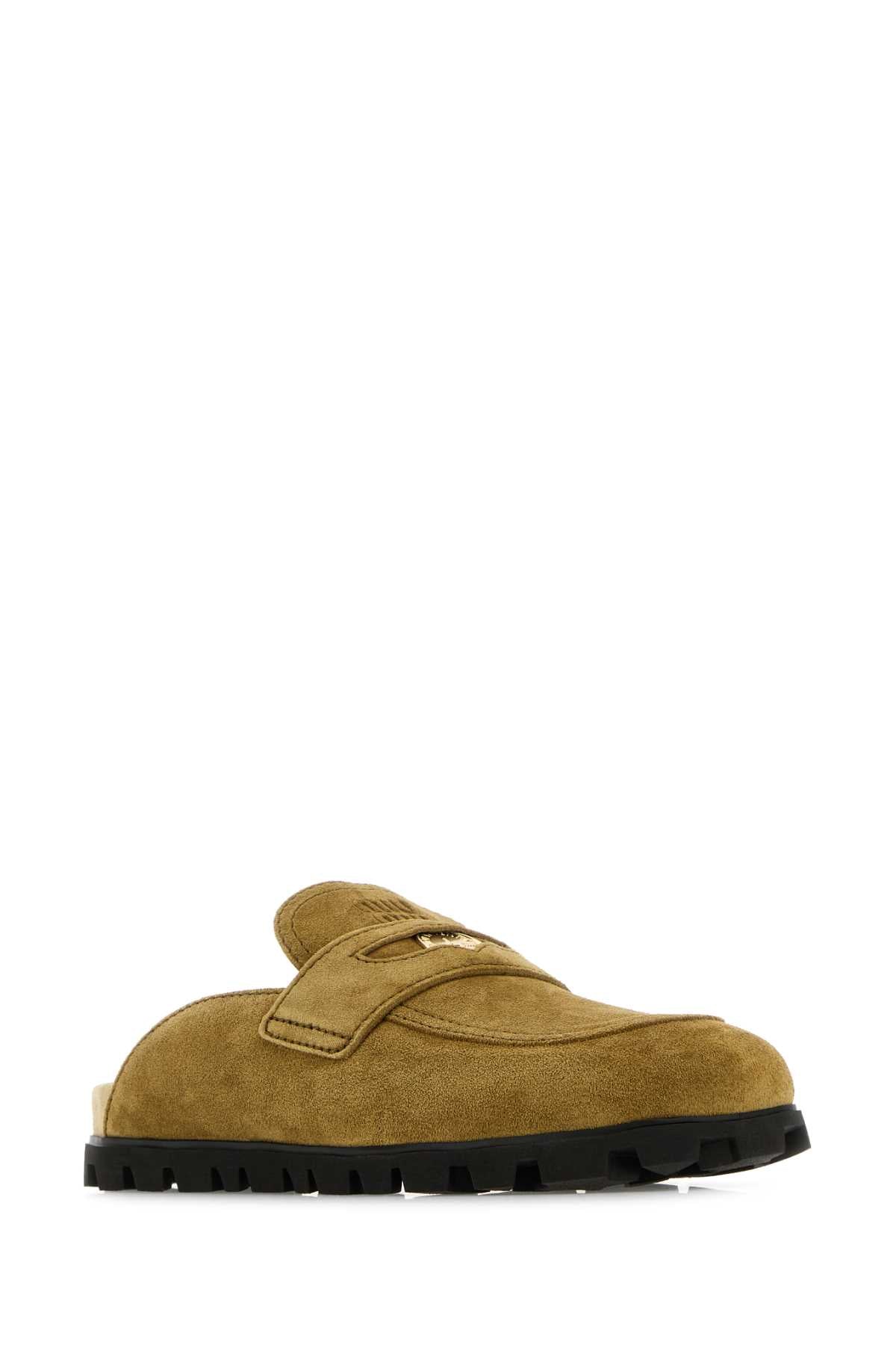 Miu Miu Women Olive Green Suede Slippers MIU MIU