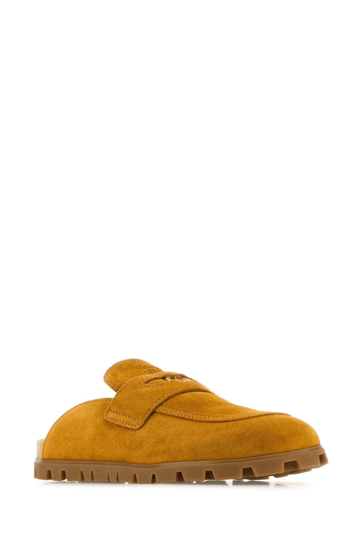 Miu Miu Women Mustard Suede Slippers MIU MIU
