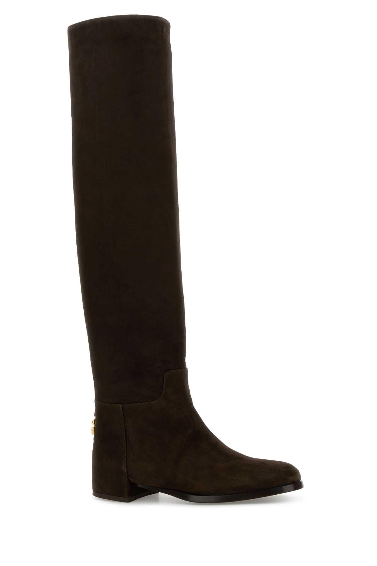 Dolce & Gabbana Women Chocolate Suede Boots DOLCE & GABBANA