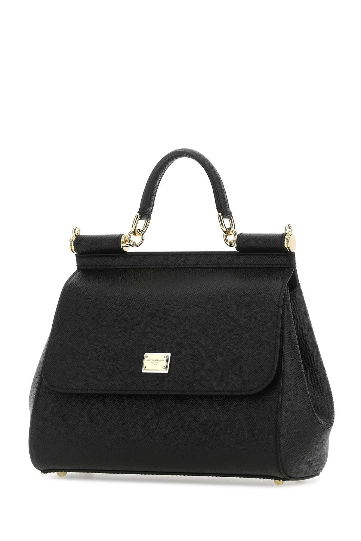 Dolce & Gabbana Women Black Leather Medium Sicily Handbag DOLCE & GABBANA