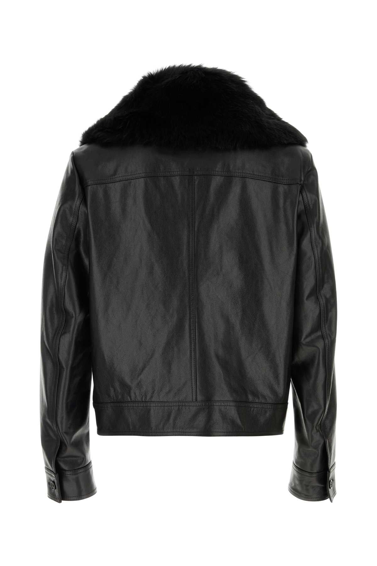 Dolce & Gabbana Men Black Leather Jacket DOLCE & GABBANA