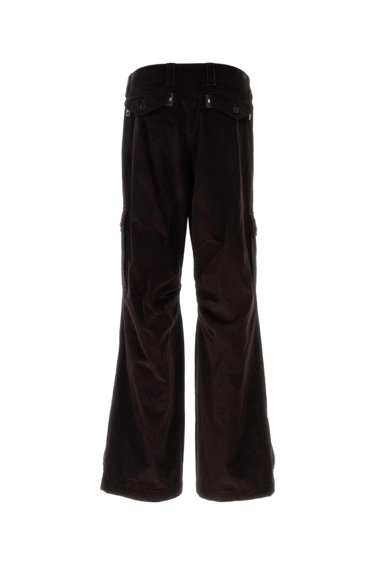 Dolce & Gabbana Men Dark Brown Corduroy Cargo Pant