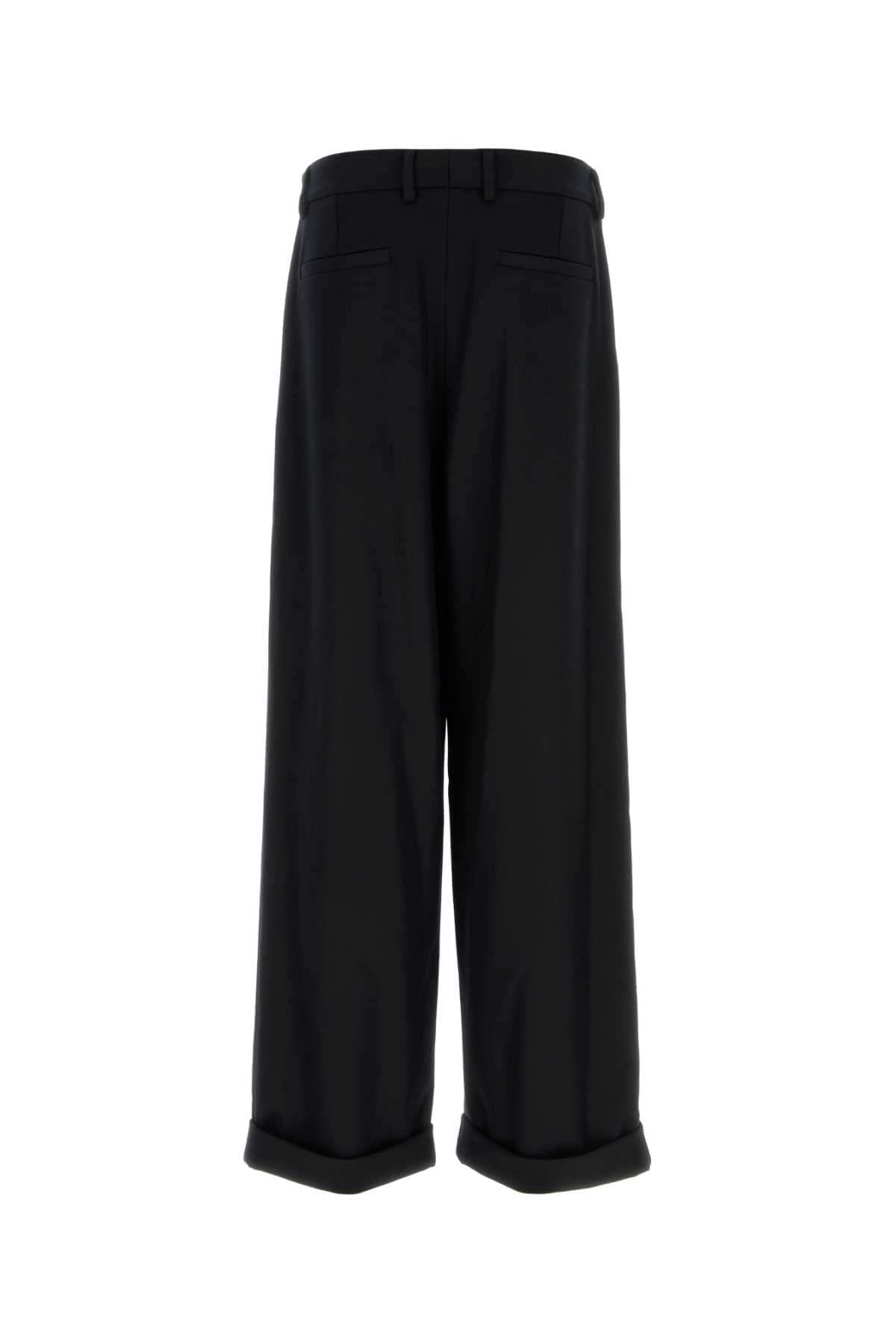 Dolce & Gabbana Men Black Wool Wide-Leg Pant DOLCE & GABBANA