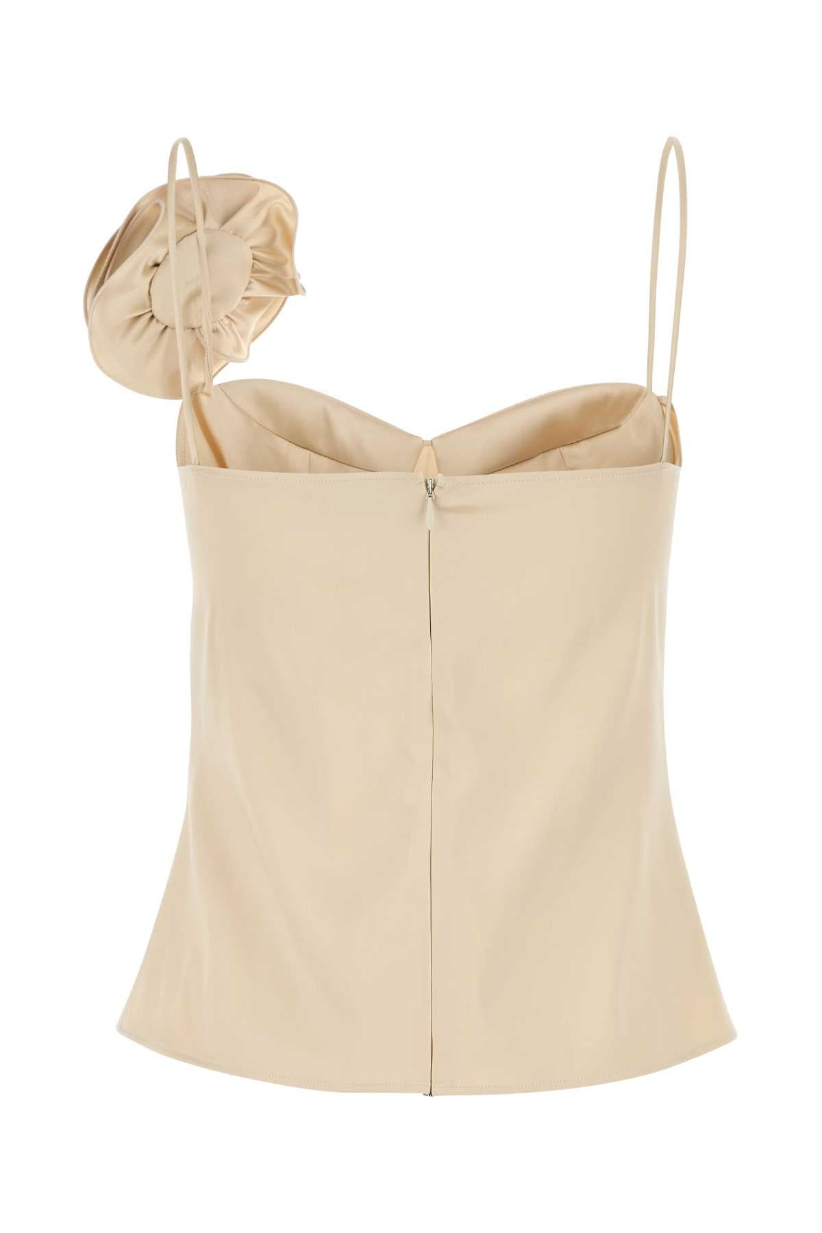 Magda Butrym Women Beige Stretch Satin Top MAGDA BUTRYM