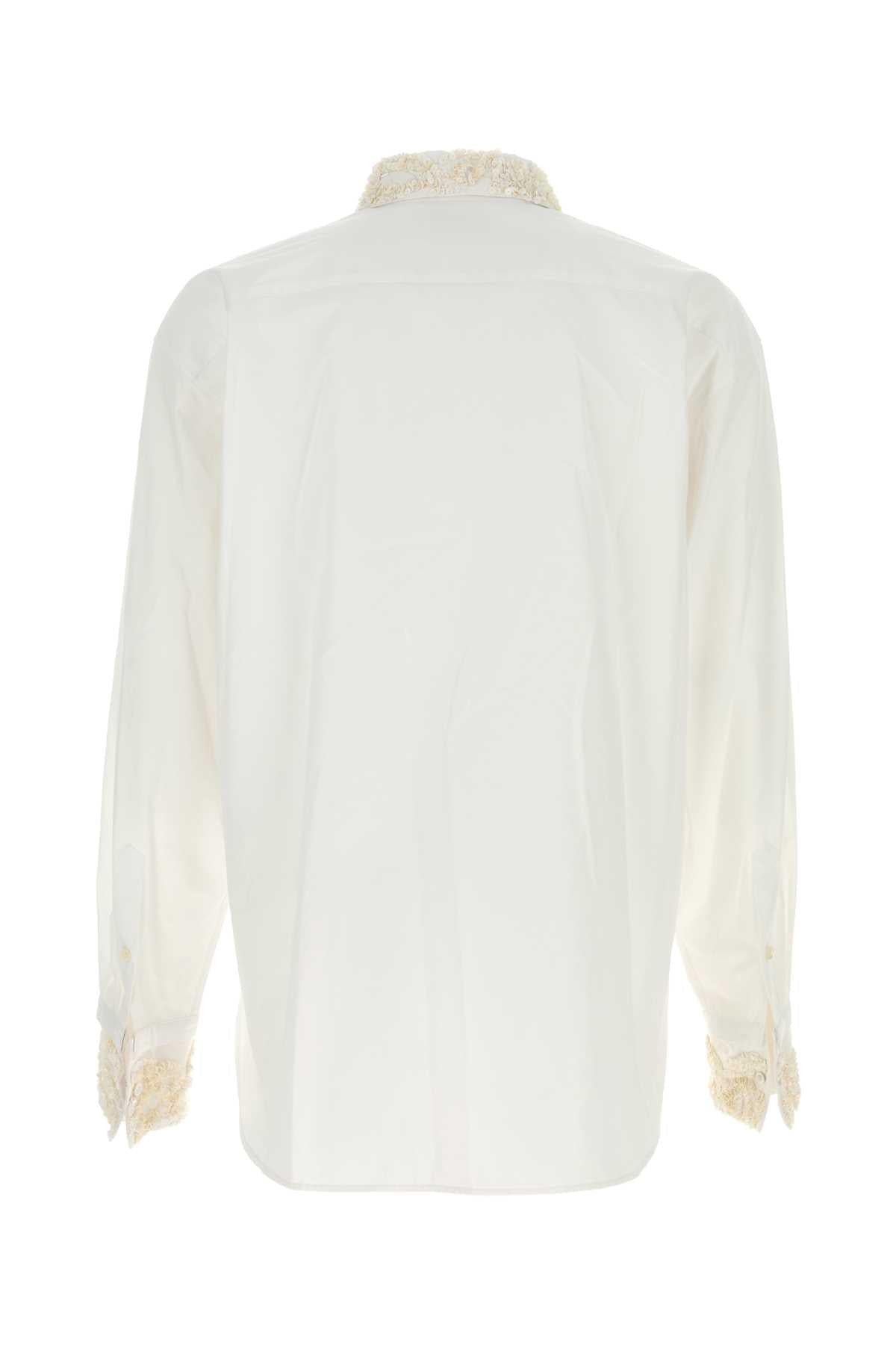 Dries Van Noten Men White Poplin Shirt