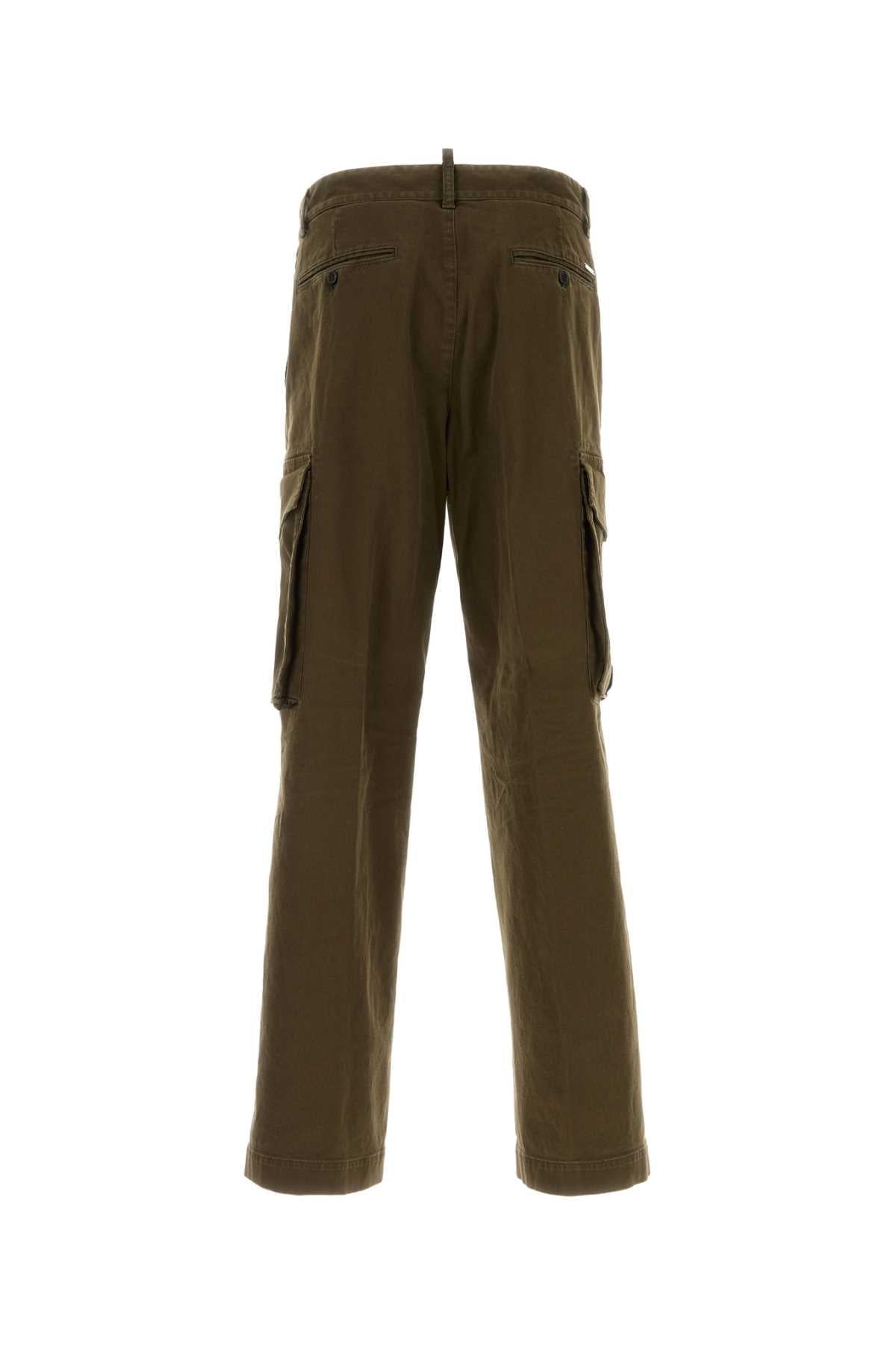 Dsquared Men Olive Green Stretch Cotton Loose Cargo Pant DSQUARED2