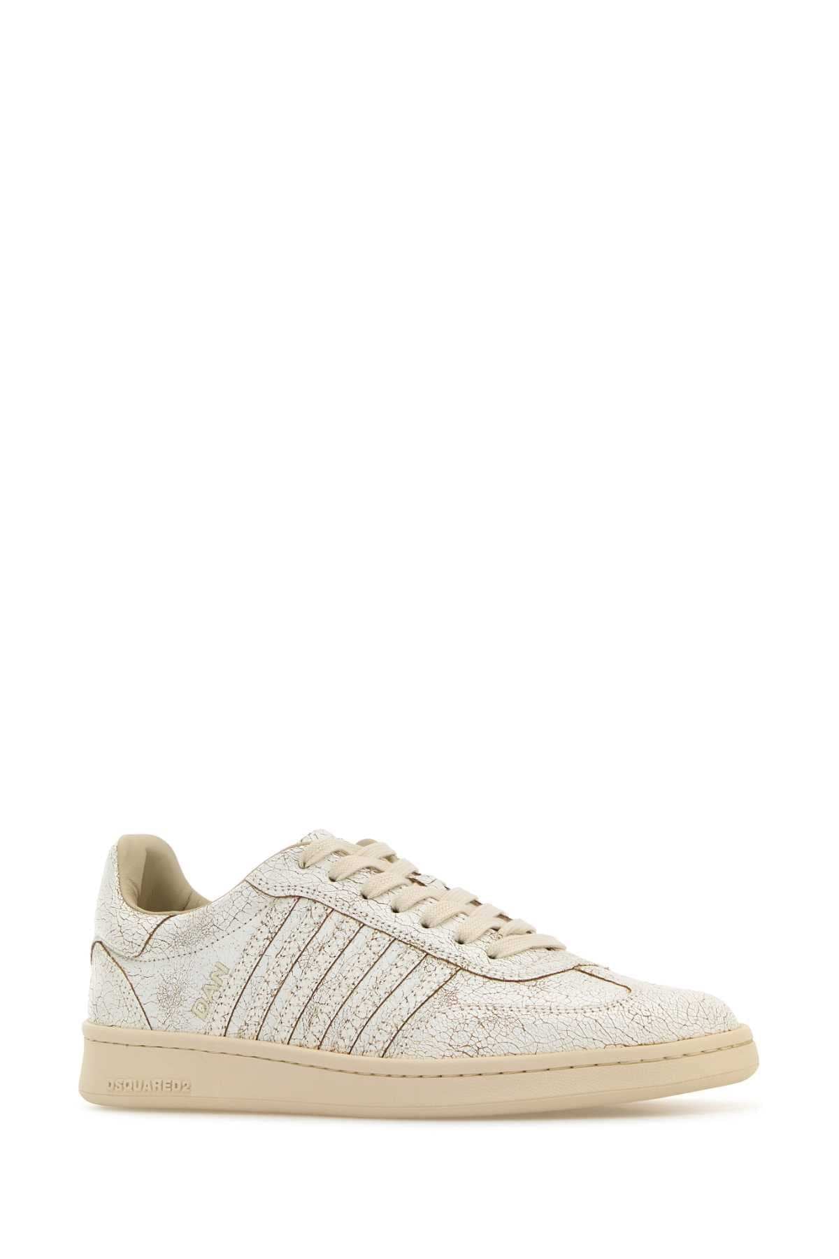 Dsquared Men White Leather Boxer Sneakers DSQUARED2
