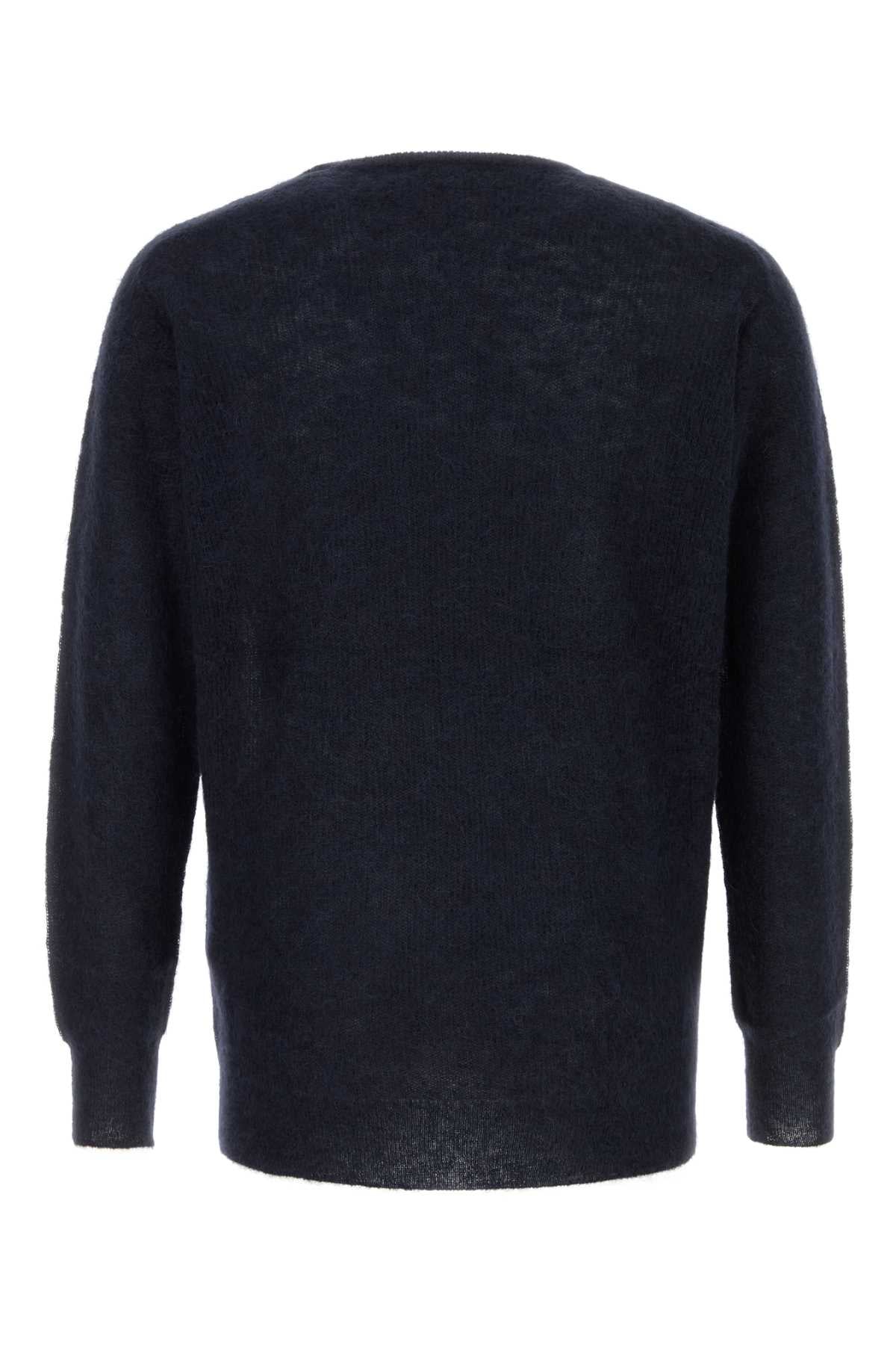Auralee Men Midnight Blue Alpaca Blend Sweater AURALEE