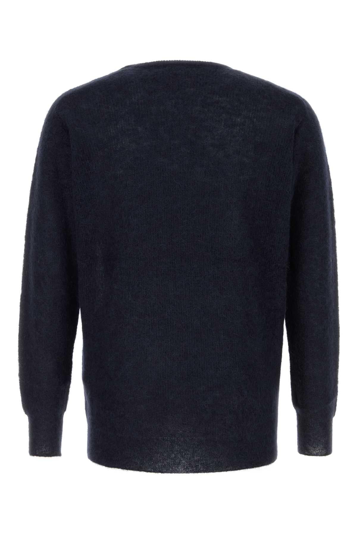 Auralee Men Midnight Blue Alpaca Blend Sweater AURALEE