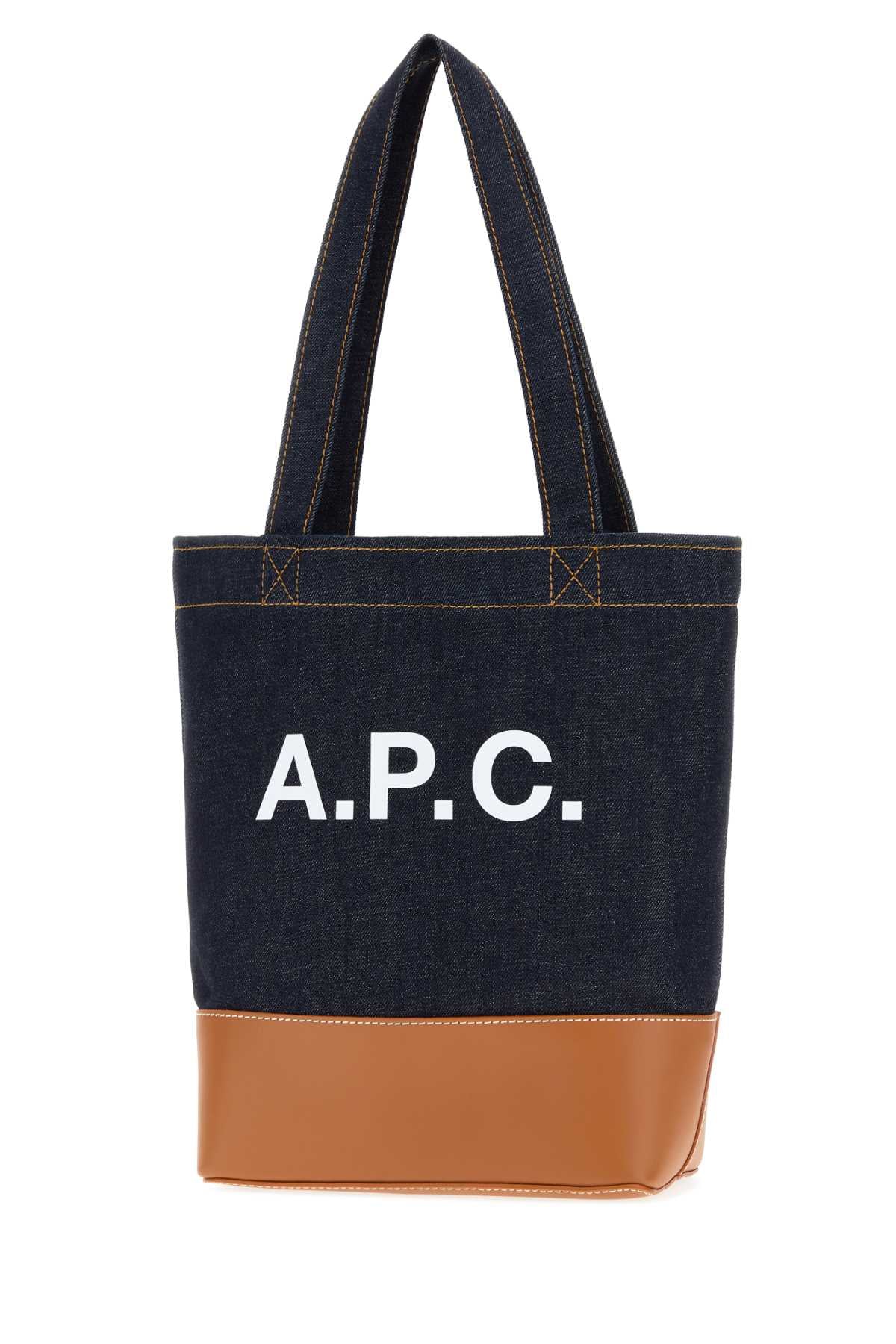 A.P.C. Men Two-Tone Denim And Leather Axelle Shopping Bag A.P.C.