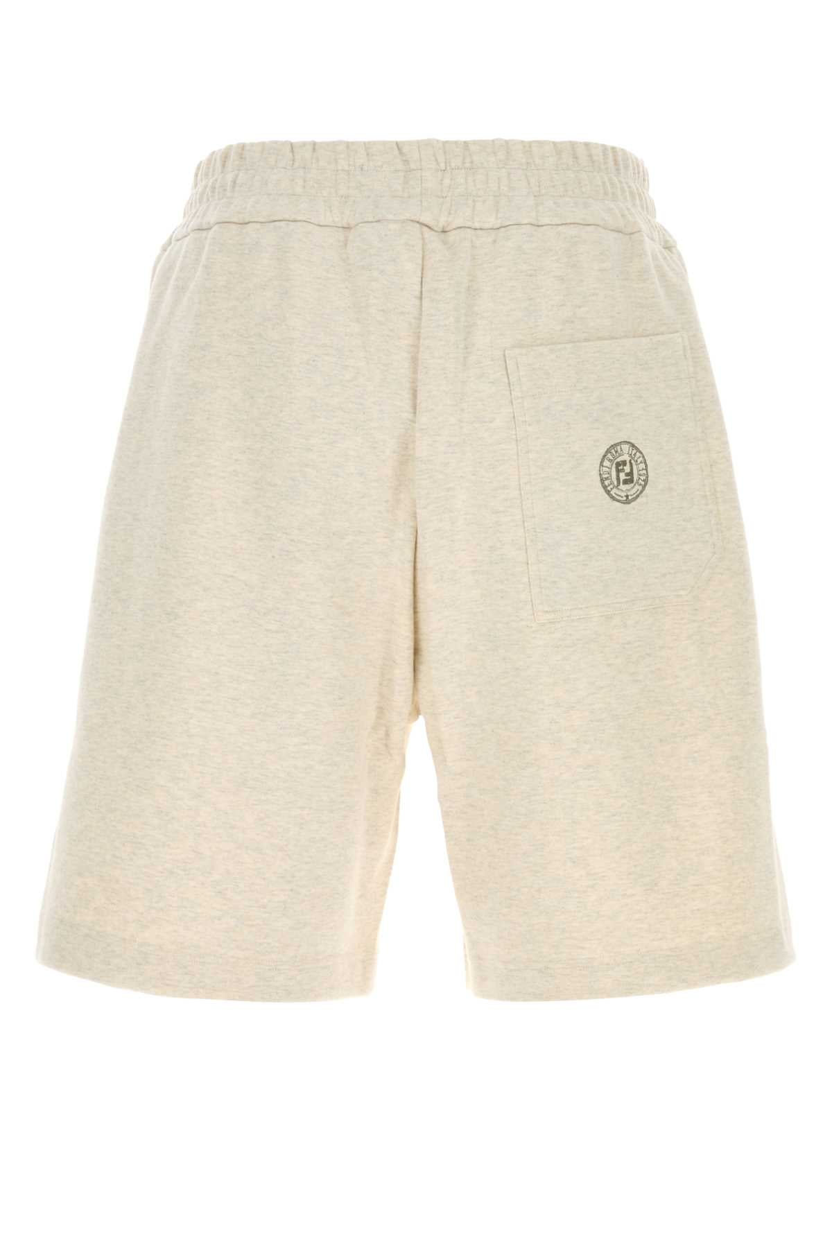 Fendi Men Melange Cream Cotton Bermuda Shorts FENDI