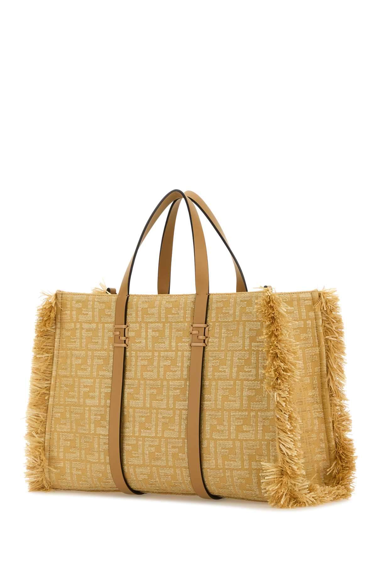 Fendi Women Embroidered Canvas Raffia Summer Shopping Bag FENDI