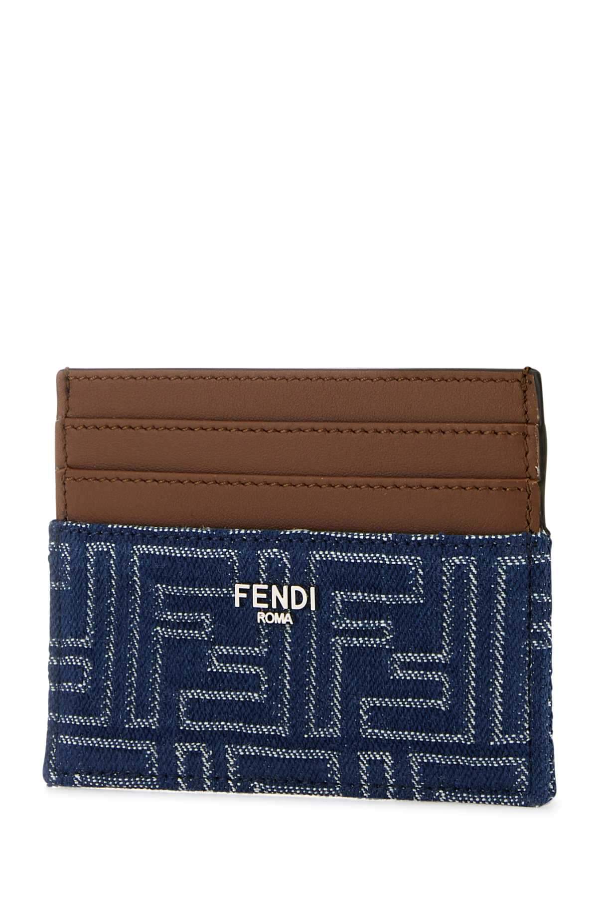 Fendi Men Embroidered Denim Card Holder FENDI