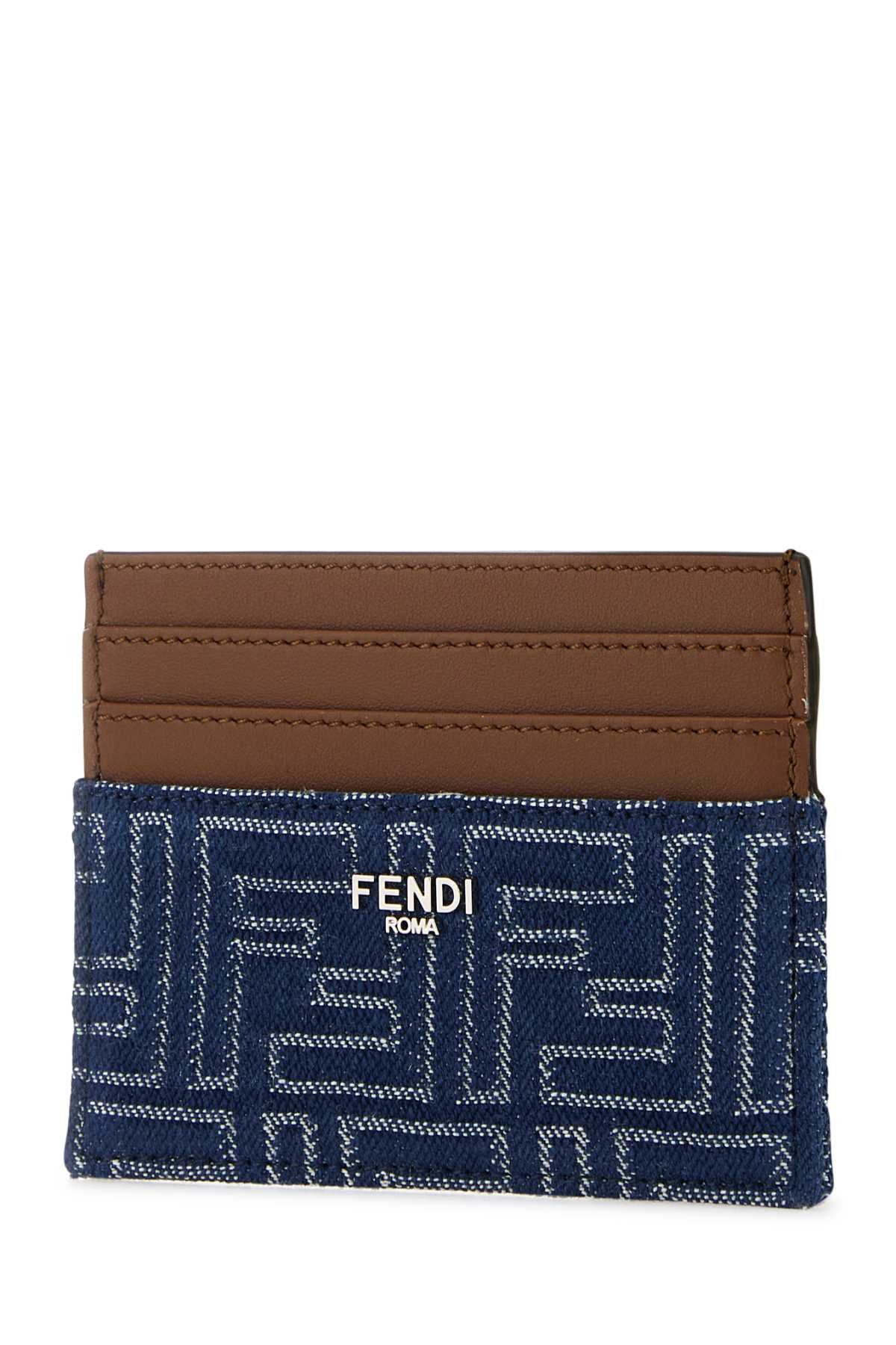 Fendi Men Embroidered Denim Card Holder FENDI
