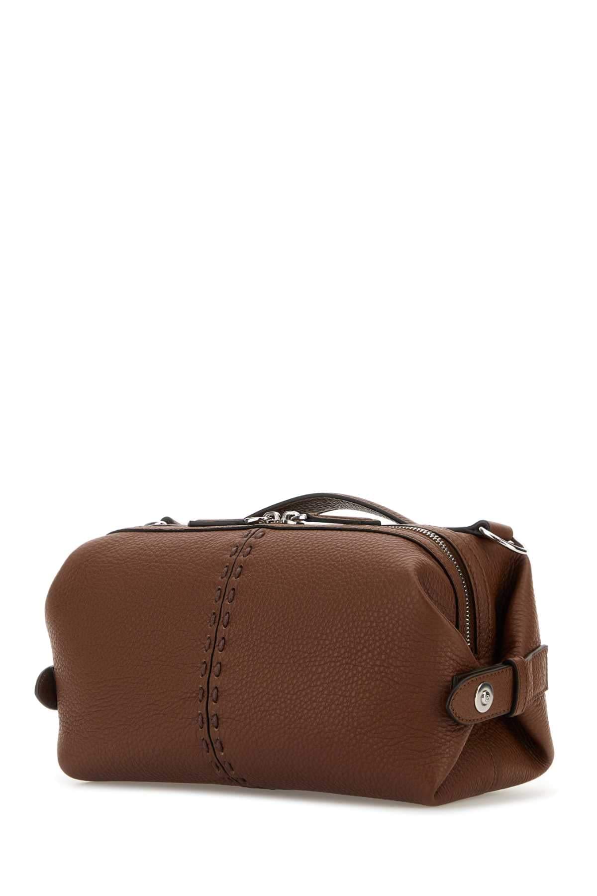 Fendi Men Brown Leather Small Fendi Siesta Ff Selleria Handbag FENDI