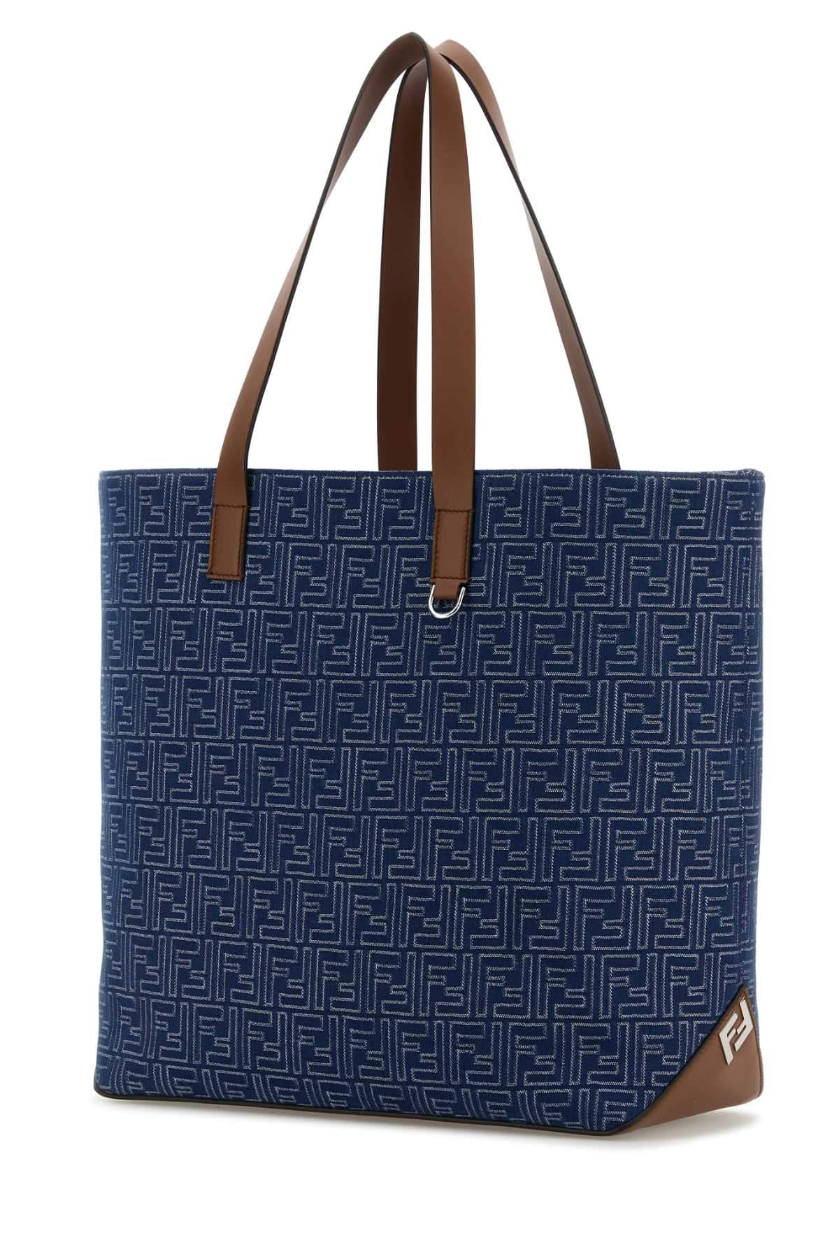 Fendi Men Embroidered Denim Shopping Bag FENDI