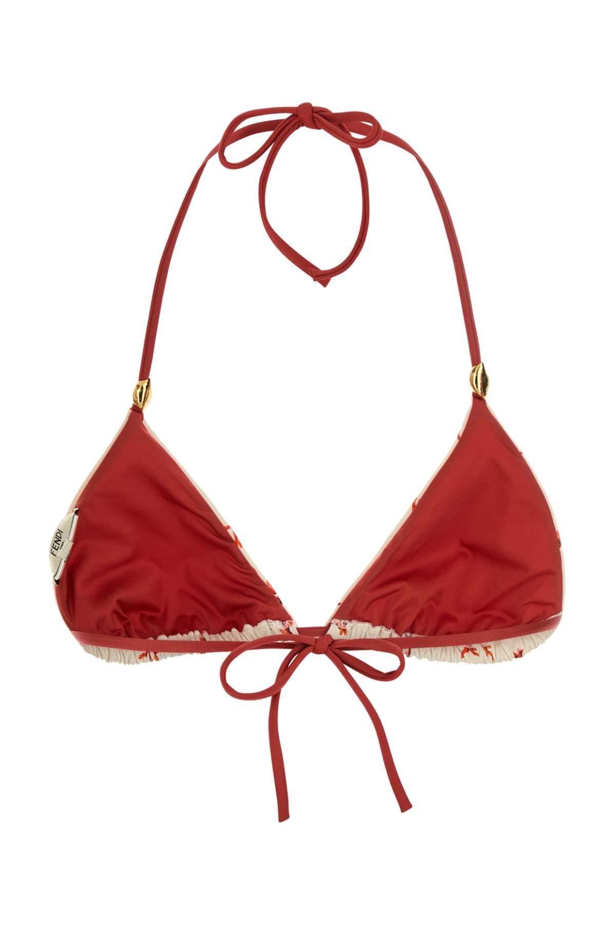 Fendi Women Printed Stretch Nylon Bikini Top FENDI
