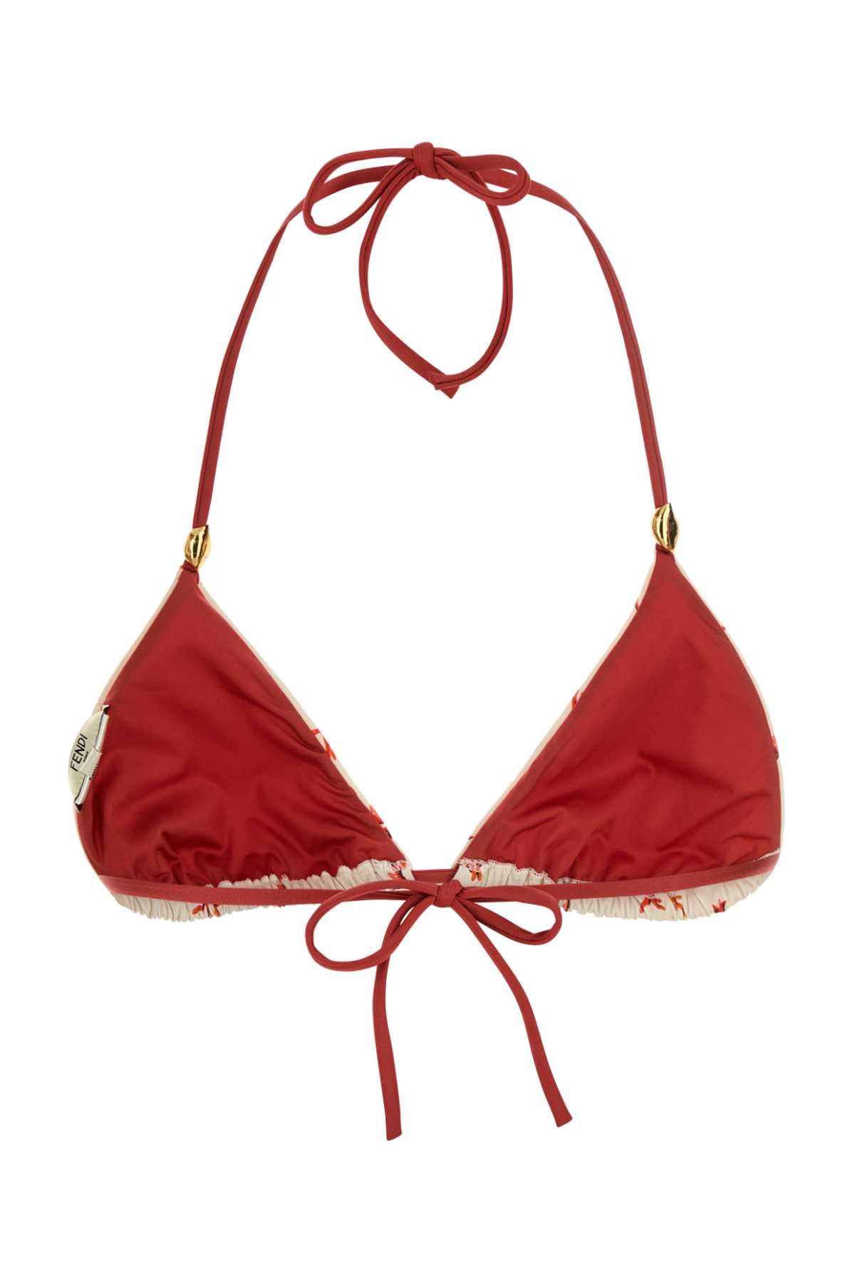 Fendi Women Printed Stretch Nylon Bikini Top FENDI