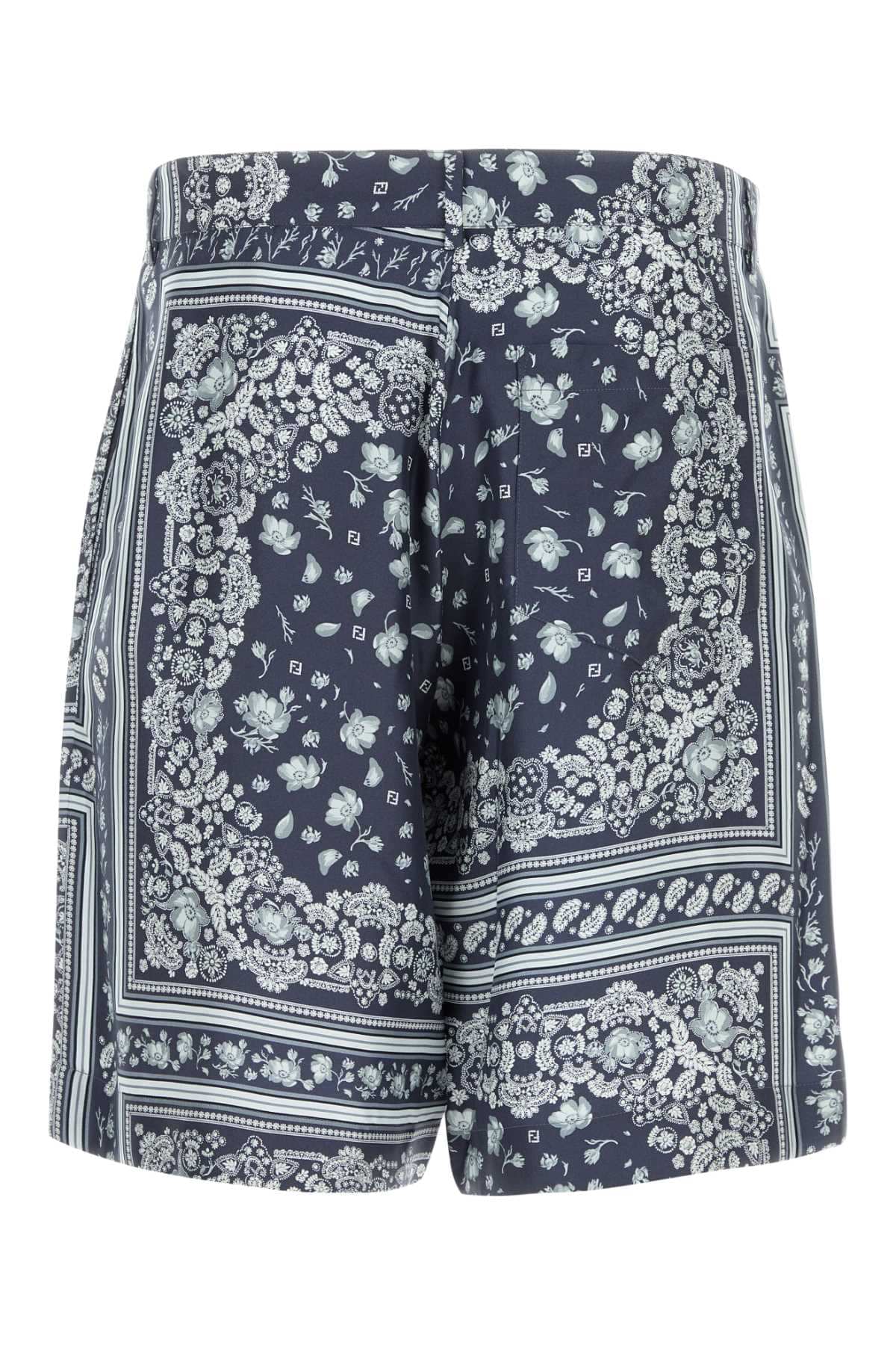 Fendi Men Printed Silk Bermuda Shorts FENDI