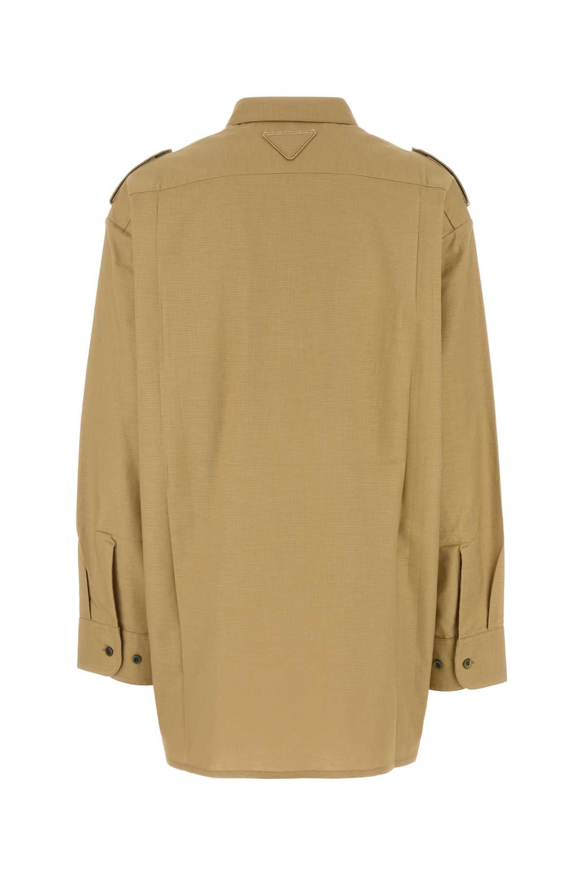 Prada Women Camel Cotton Oversize Shirt PRADA