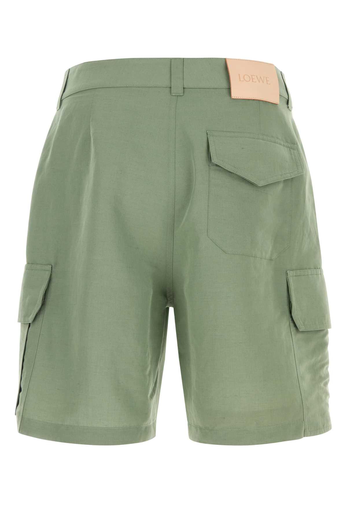 Loewe Paula's Ibiza Men Sage Green Canvas Paula S Ibiza Bermuda Shorts LOEWE