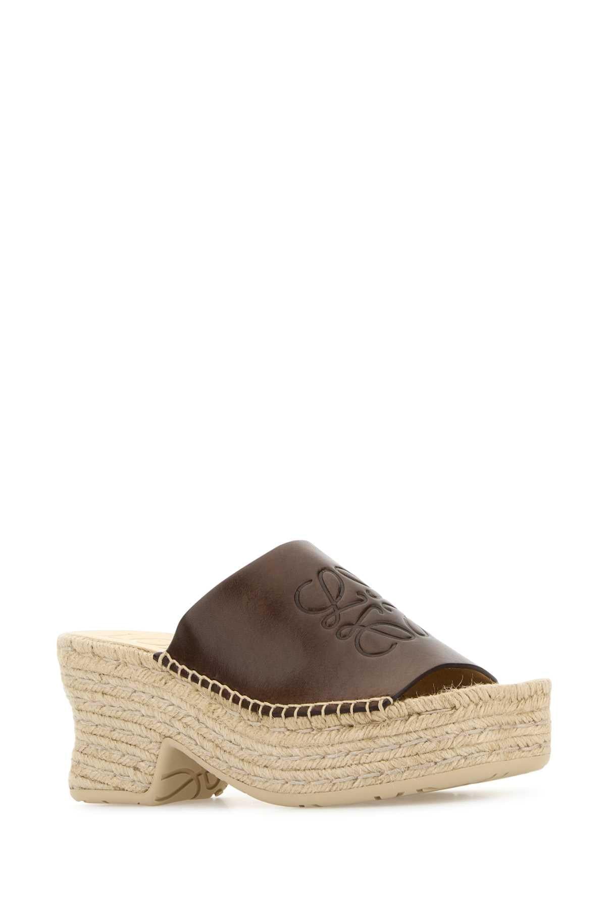 Loewe Paula's Ibiza Women Zeppe Paula S Ibiza Petal In Pelle Marrone LOEWE