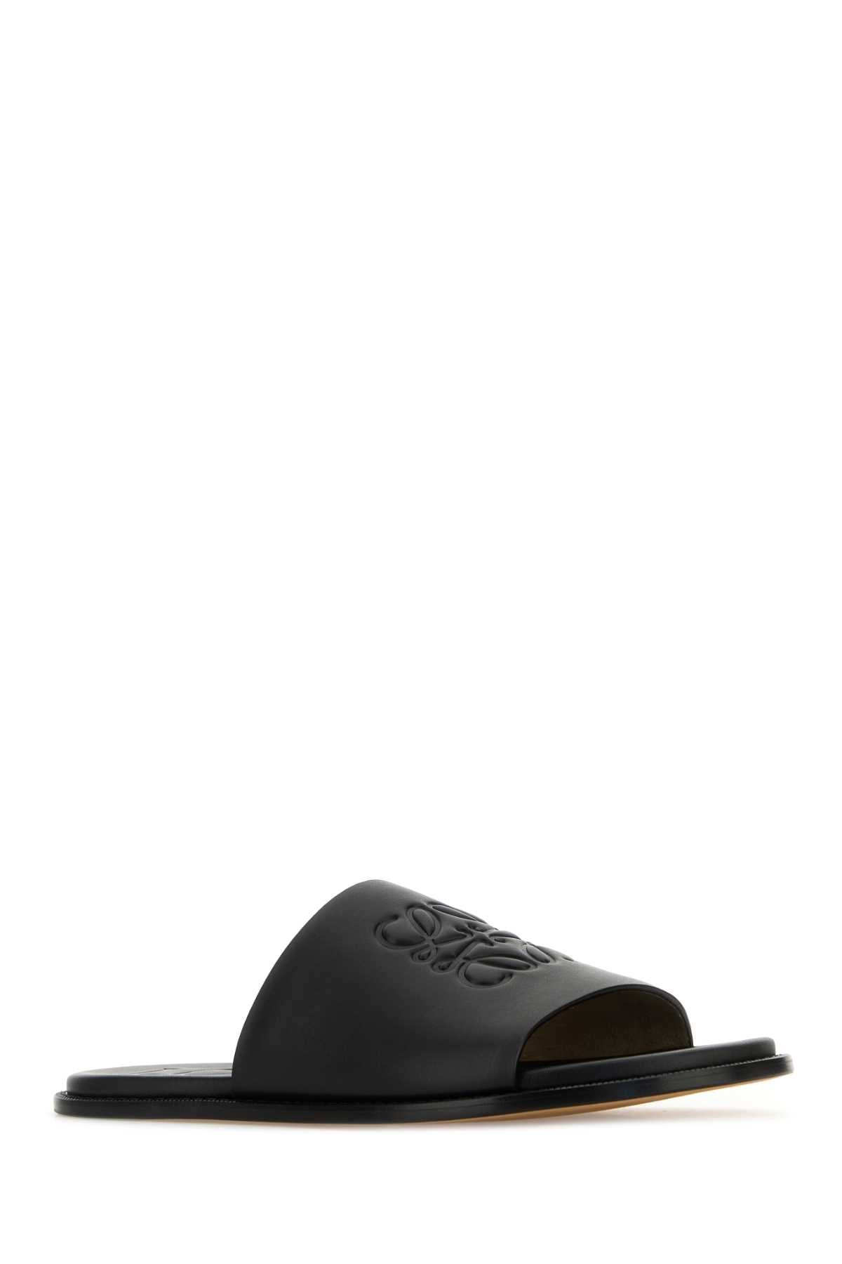Loewe Paula's Ibiza Men Black Leather Paula S Ibiza Flex Slippers LOEWE