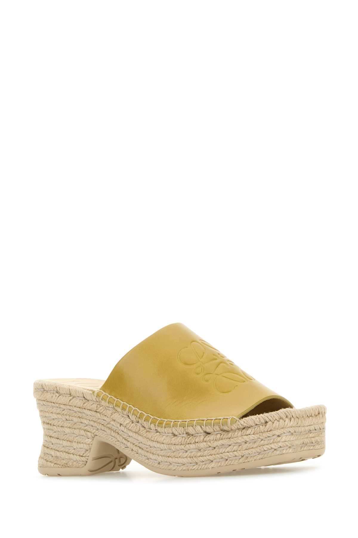 Loewe Paula's Ibiza Women Mustard Leather Petal Paula S Ibiza Wedges LOEWE