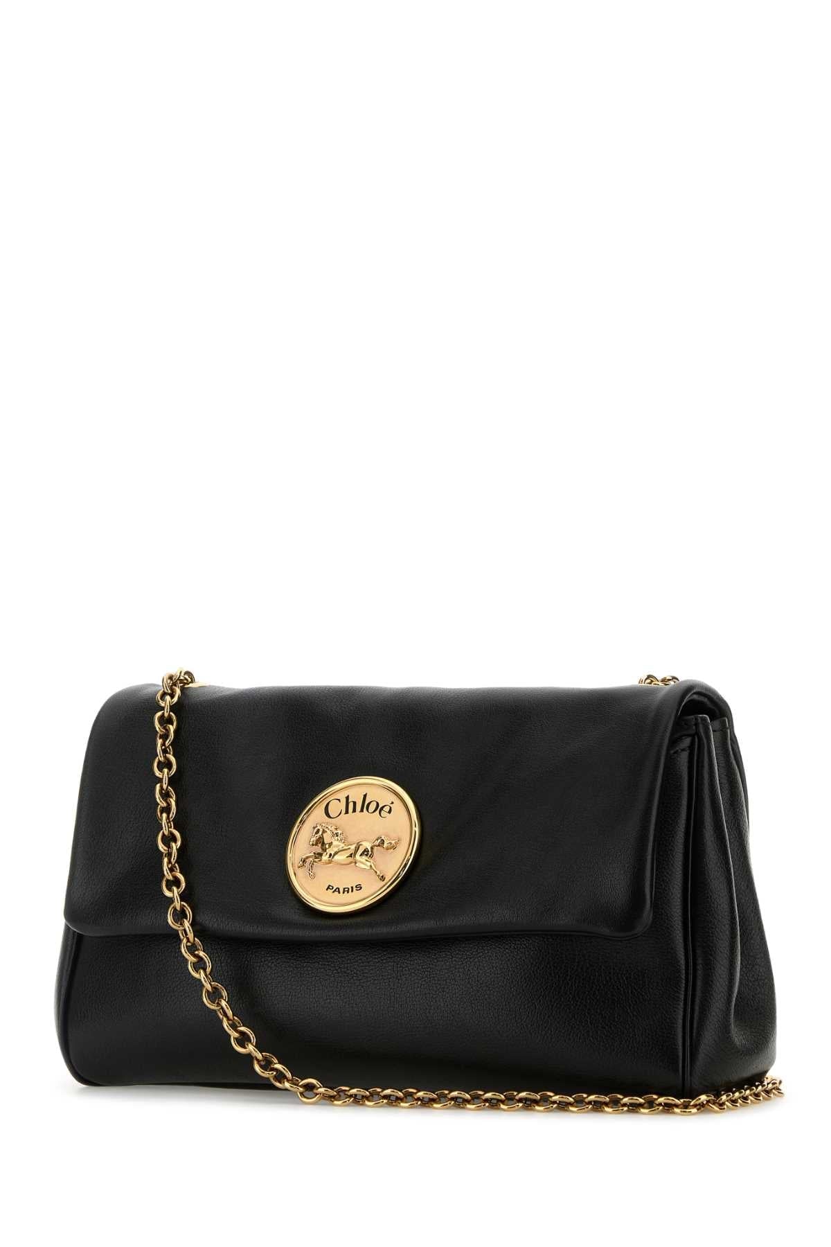Chloe Women Black Leather Heritage Shoulder Bag CHLOE