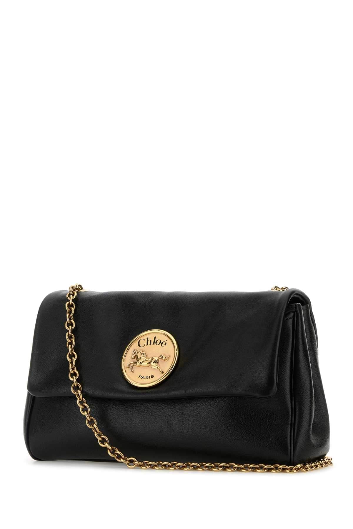 Chloe Women Black Leather Heritage Shoulder Bag CHLOE