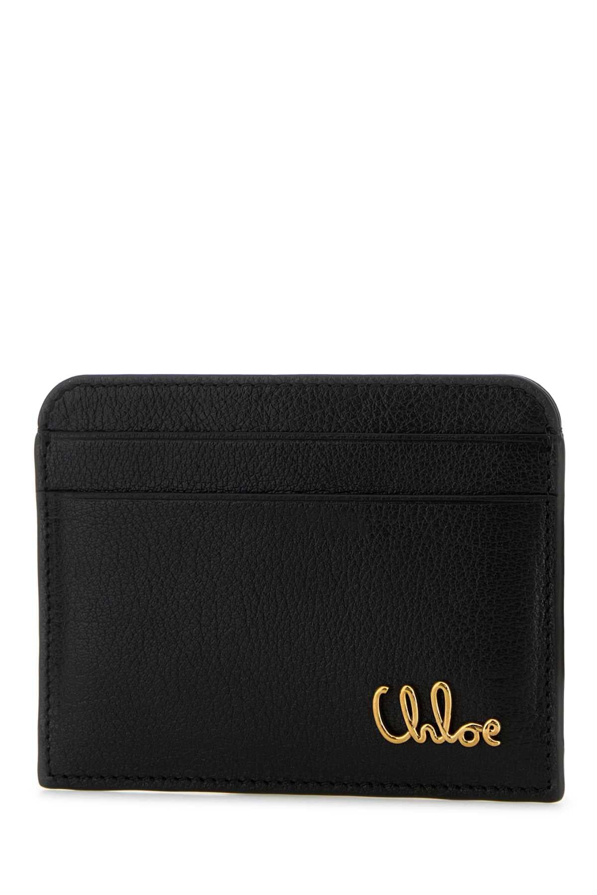 Chloe Women Black Leather Card Holder
