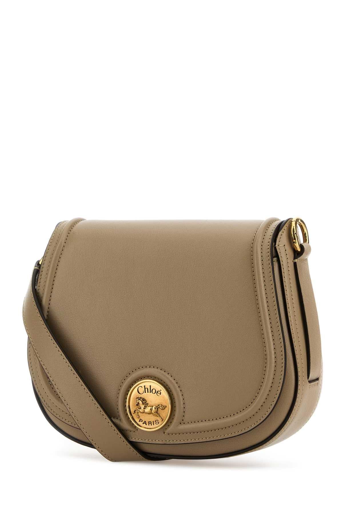 Chloe Women Cappuccino Leather Horse Medal Crossbody Bag CHLOE