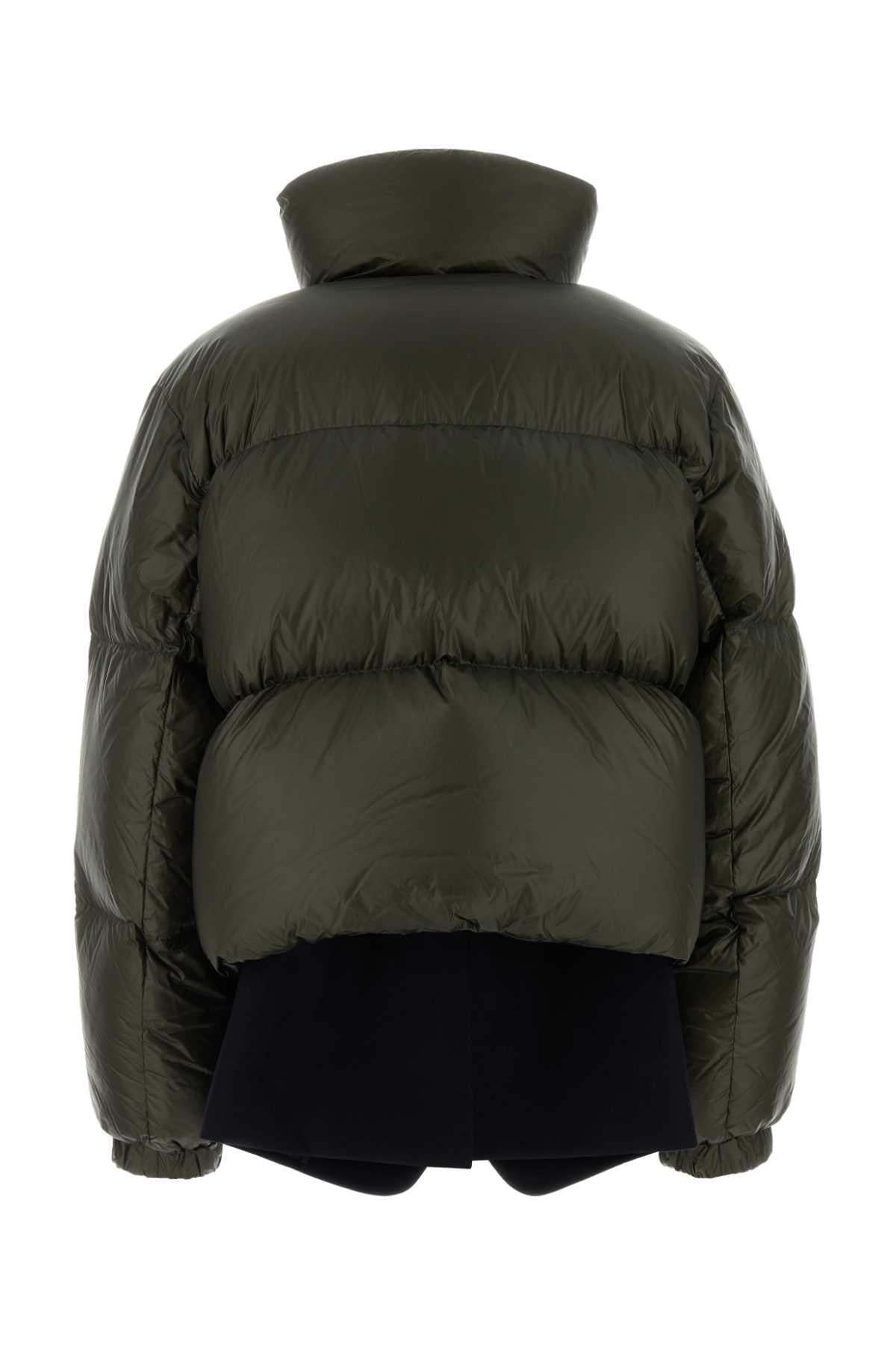 Sacai Women Olive Green Nylon Down Jacket SACAI