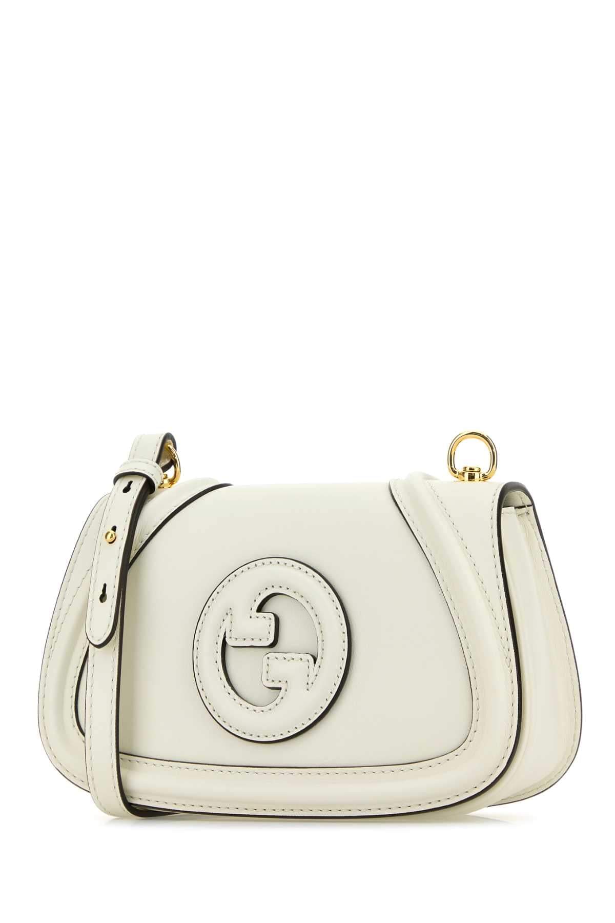 Gucci Women Ivory Leather Small Gucci Blondie Crossbody Bag GUCCI