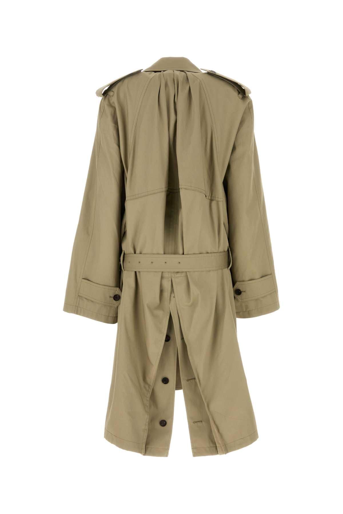 Balenciaga Women Sage Green Gabardine Trench Coat BALENCIAGA