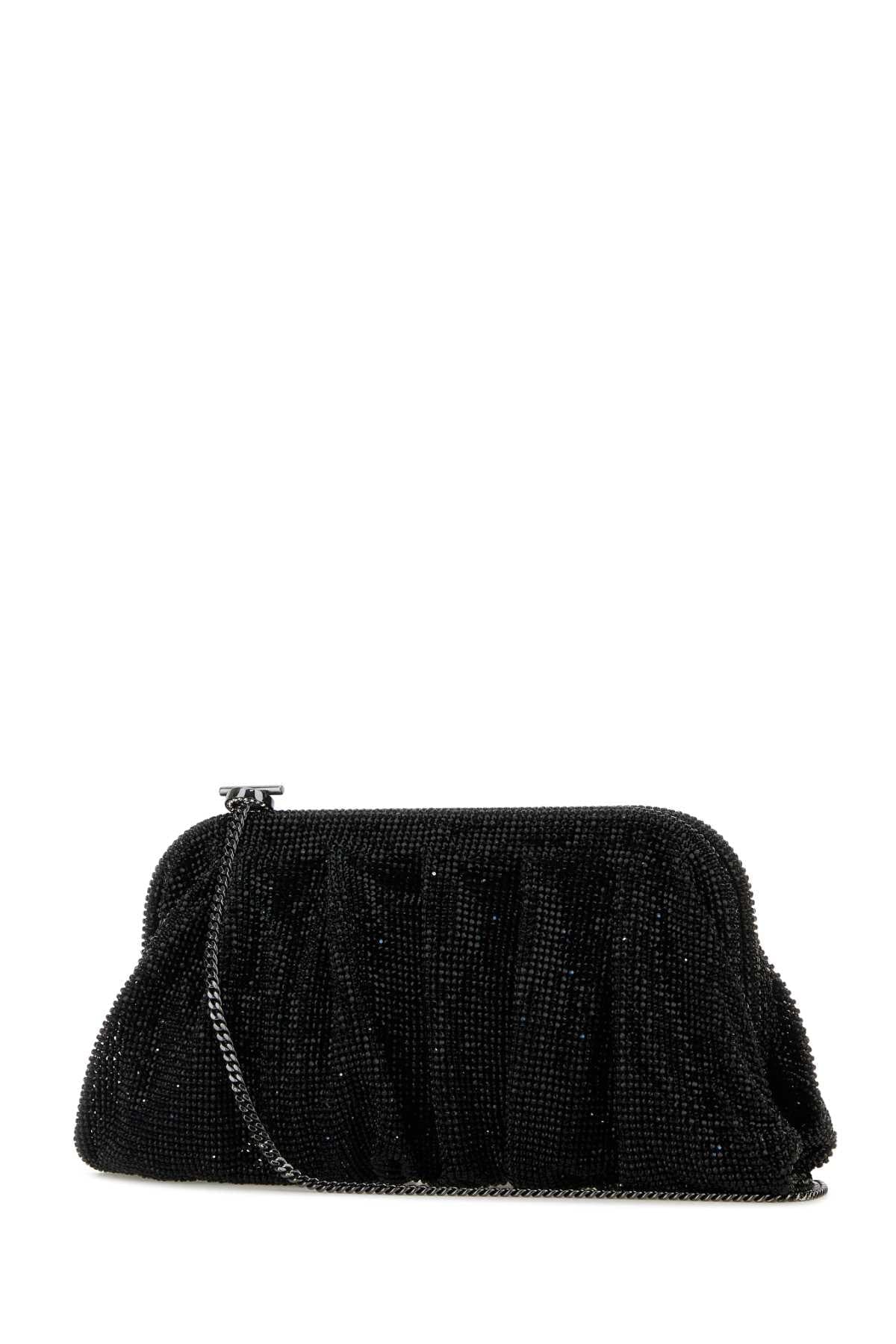 Benedetta Bruzziches Women Black Rhinestones Knit Venus La Grande Clutch BENEDETTA BRUZZICHES