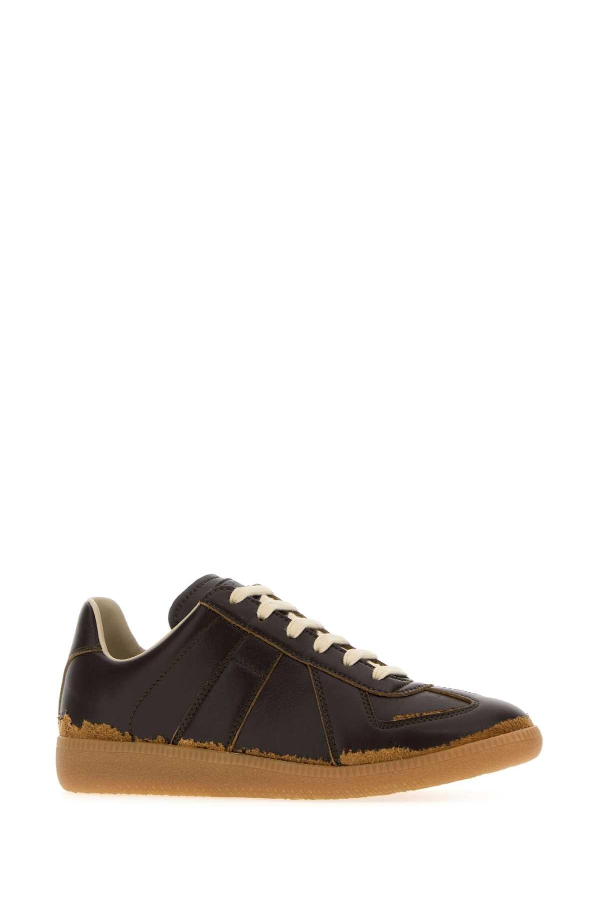 Maison Margiela Women Brown Leather Replica Sneakers MAISON MARGIELA