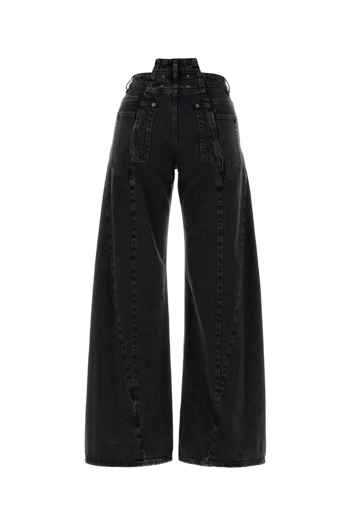Maison Margiela Women Black Denim Wide-Leg Jeans MAISON MARGIELA