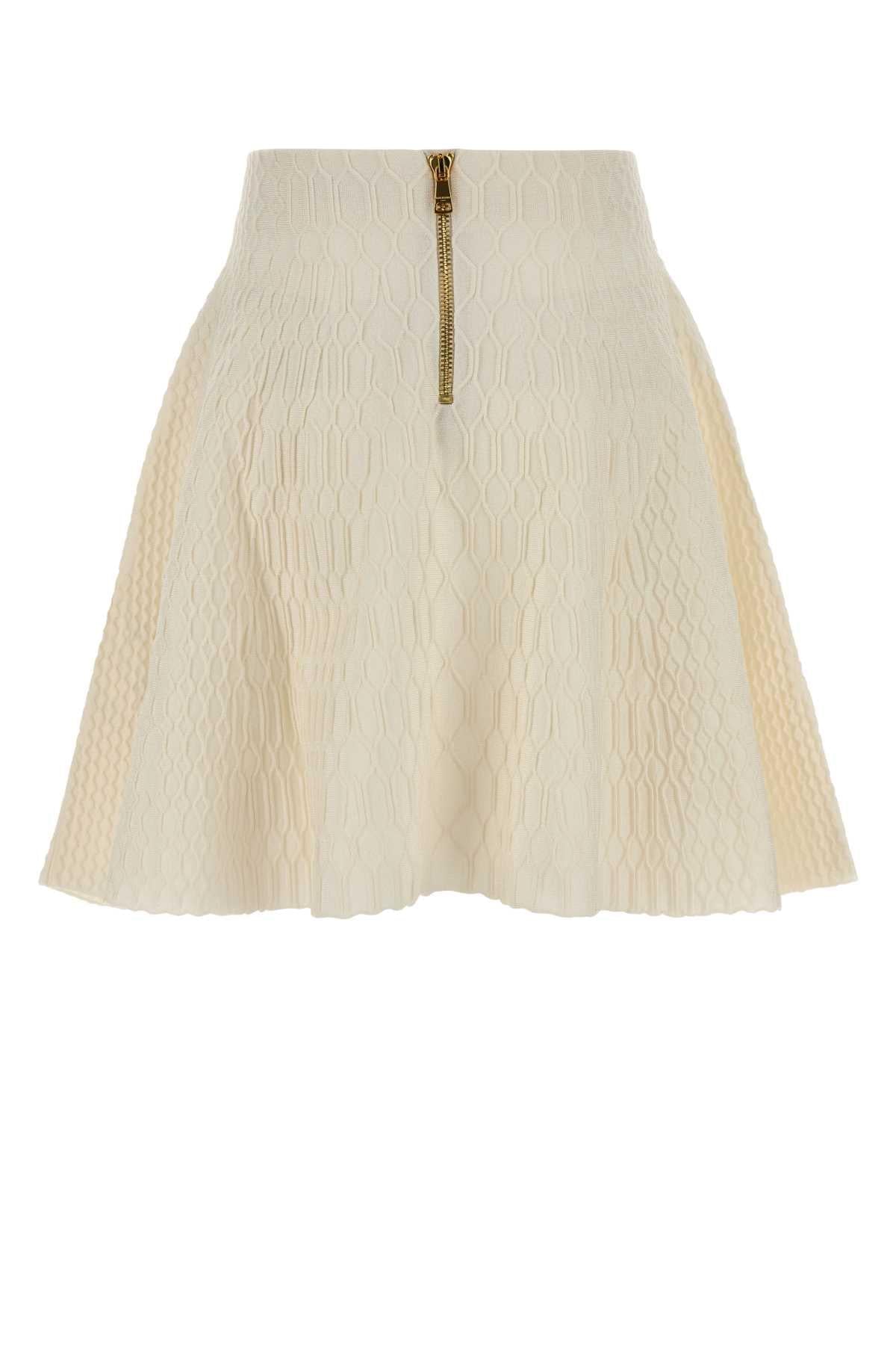 Balmain Women Ivory Knit Skirt BALMAIN