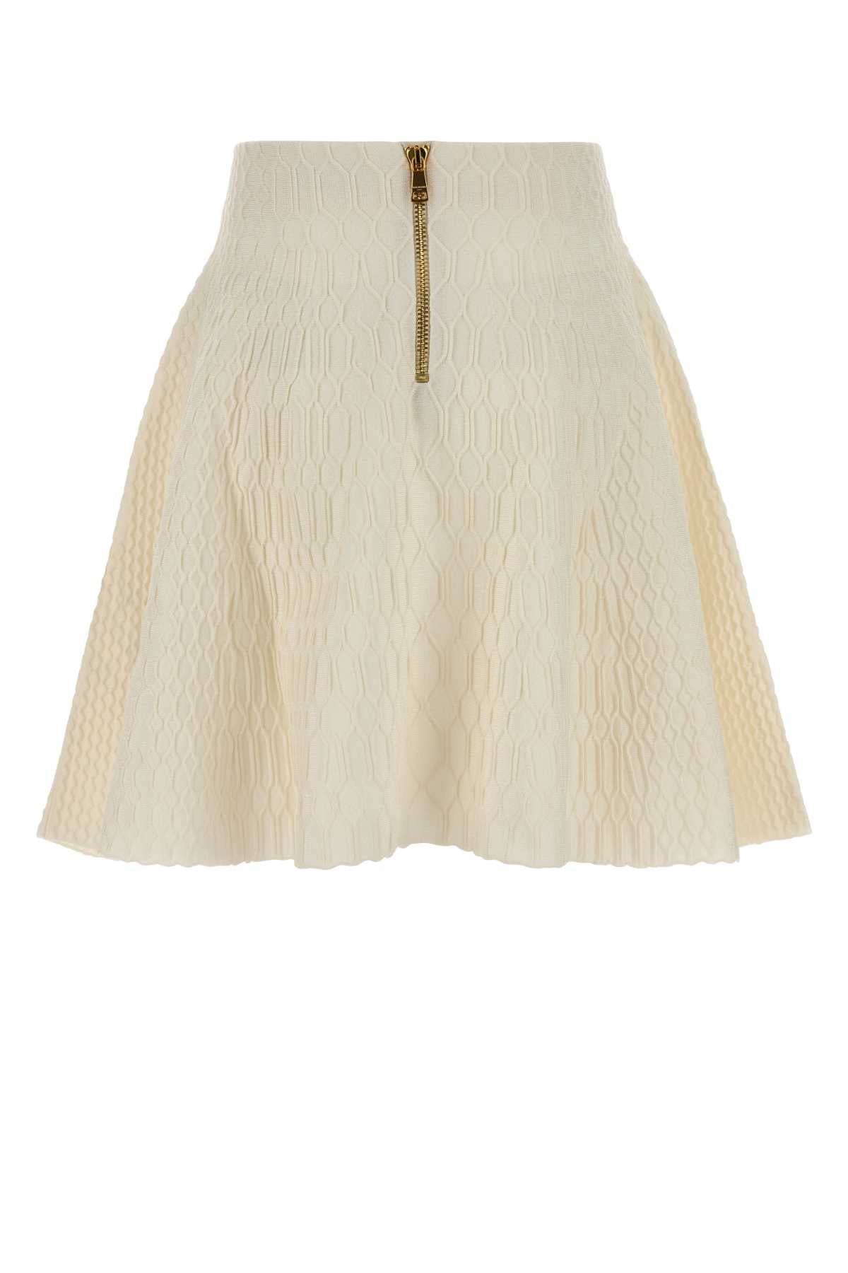 Balmain Women Ivory Knit Skirt BALMAIN