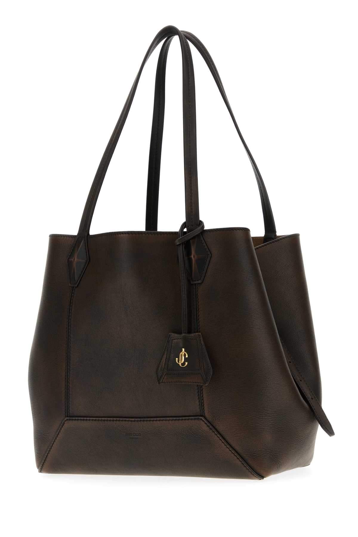 Jimmy Choo Women Dark Brown Leather Diamond Shopping Bag JIMMY CHOO
