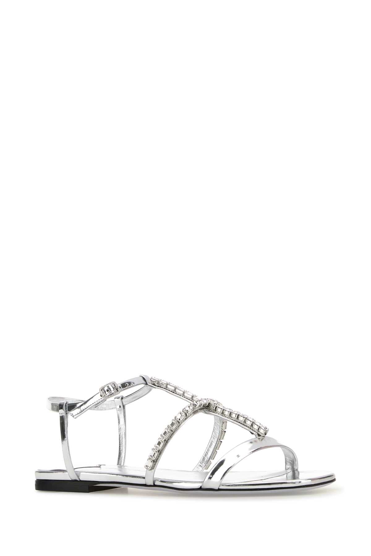 Jimmy Choo Women Silver Leather Gwyn Sandals JIMMY CHOO