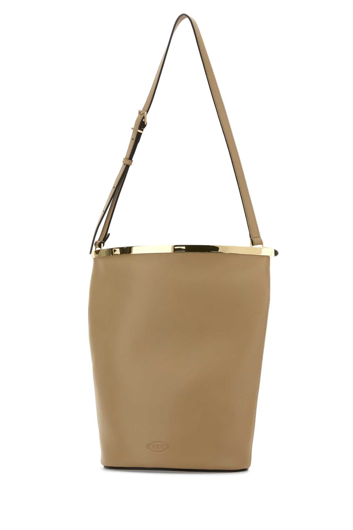 Tod's Women Beige Leather Magenta Bucket Bag TOD'S
